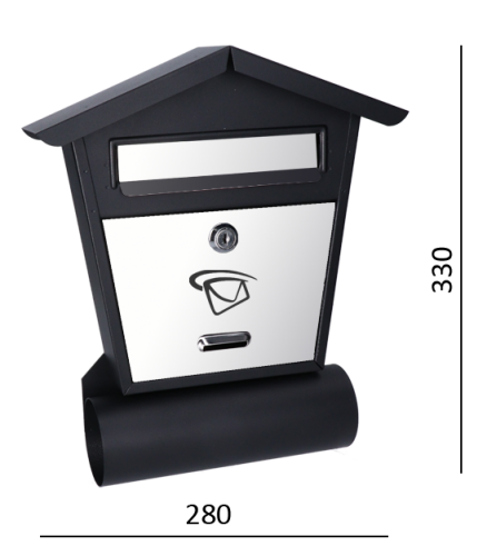 Poštovní schránka (280x330x75mm) nerez / černá, max. formát listu: B6, le